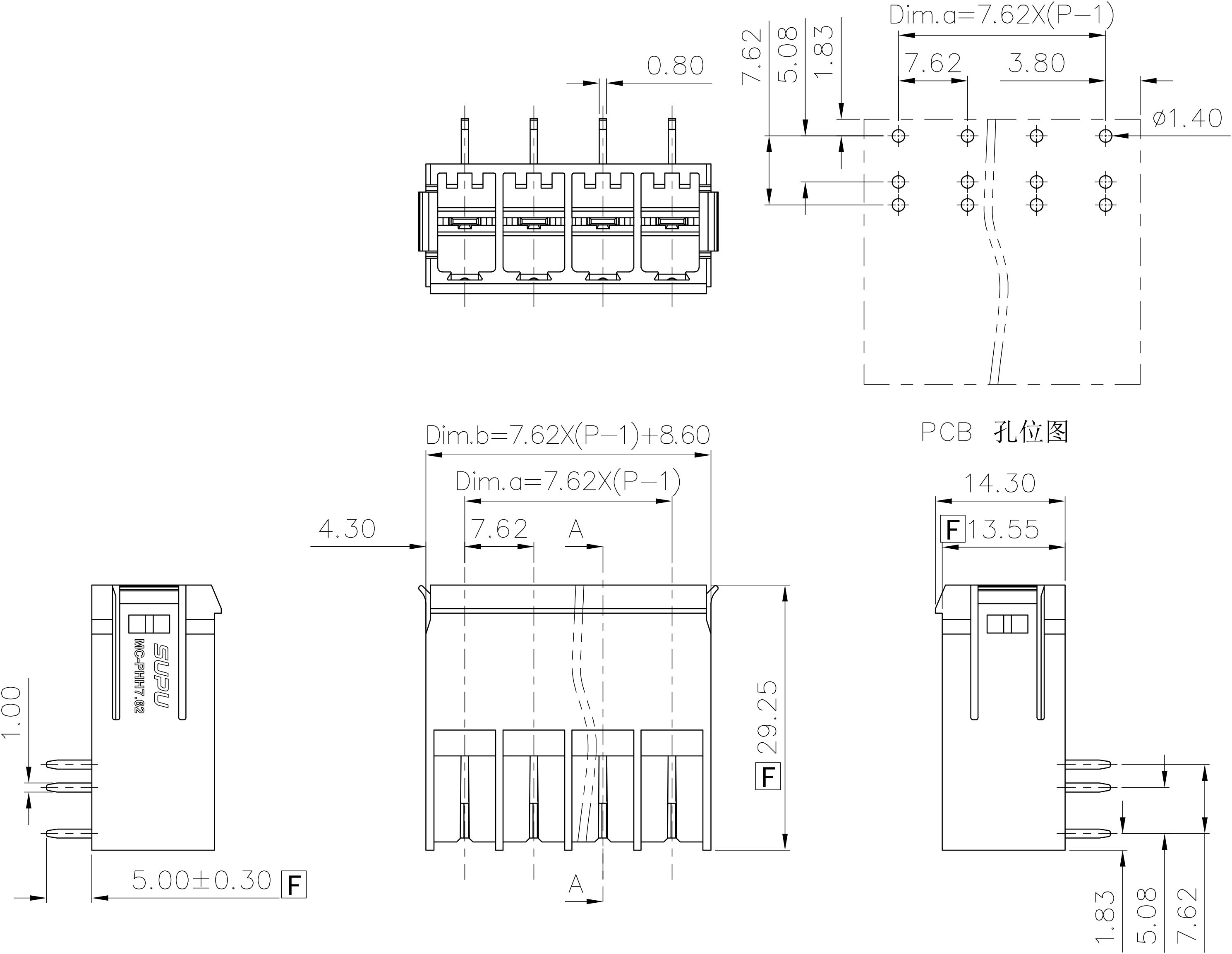 pcb连接器插座MC-PHH7.62HXX-I